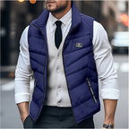 Sleeveless Quilted Vest with Zip For Men