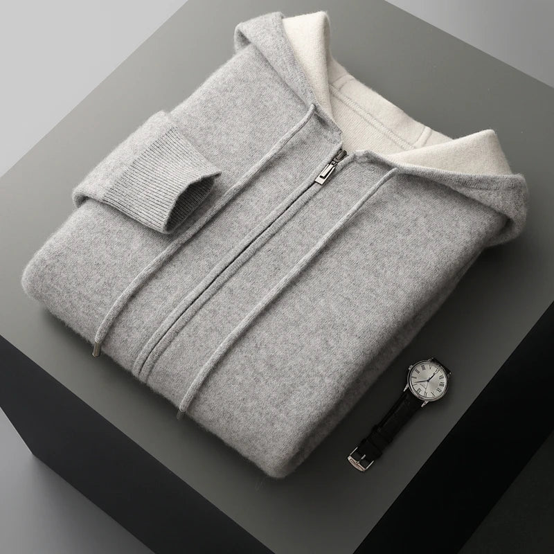 Cashmere Zipper Front Cardigan for Men