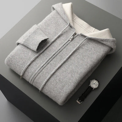 Cashmere Zipper Front Cardigan for Men
