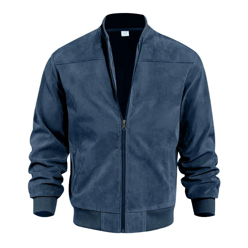 Men Bomber Jacket | Soft Zip-Up Jacket with Ribbed Details