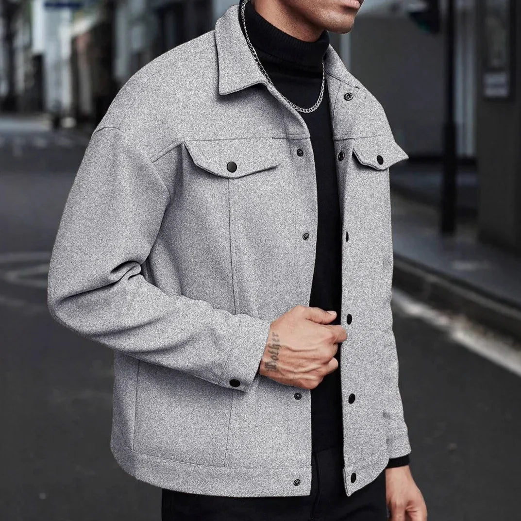 Men Streetwear Jacket | Button-Up Urban Jacket with Chest Pockets