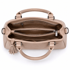 SlimBag beige faux leather tote handbag with sturdy handles and spacious interior, perfect for everyday use