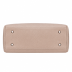 SlimBag beige faux leather tote handbag with dual handles and spacious interior, stylish and versatile for everyday use.