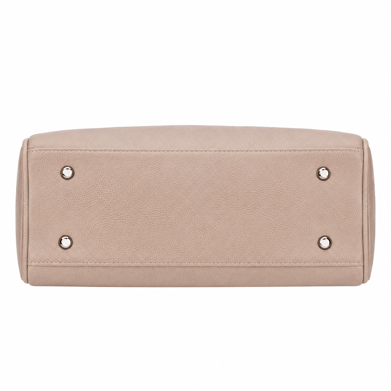 SlimBag beige faux leather tote handbag with dual handles and spacious interior, stylish and versatile for everyday use.