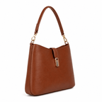 Brown faux leather SlimBag shoulder handbag with sleek design and top handle, featuring a spacious interior and modern style.
