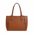Brown faux leather SlimBag tote shoulder handbag with sleek design and sturdy handles, perfect for everyday use.
