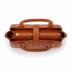 Brown SlimBag structured tote handbag with dual handles, showcasing a sleek and stylish design.