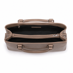 Taupe SlimBag faux leather tote handbag with sleek handles and spacious interior, stylish for everyday use.