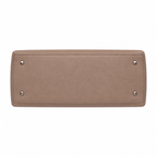 SlimBag taupe faux leather tote handbag with spacious interior and sturdy handles, stylish and versatile for everyday use.