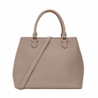 Taupe SlimBag faux leather tote handbag with shoulder strap, stylish and spacious for everyday use.