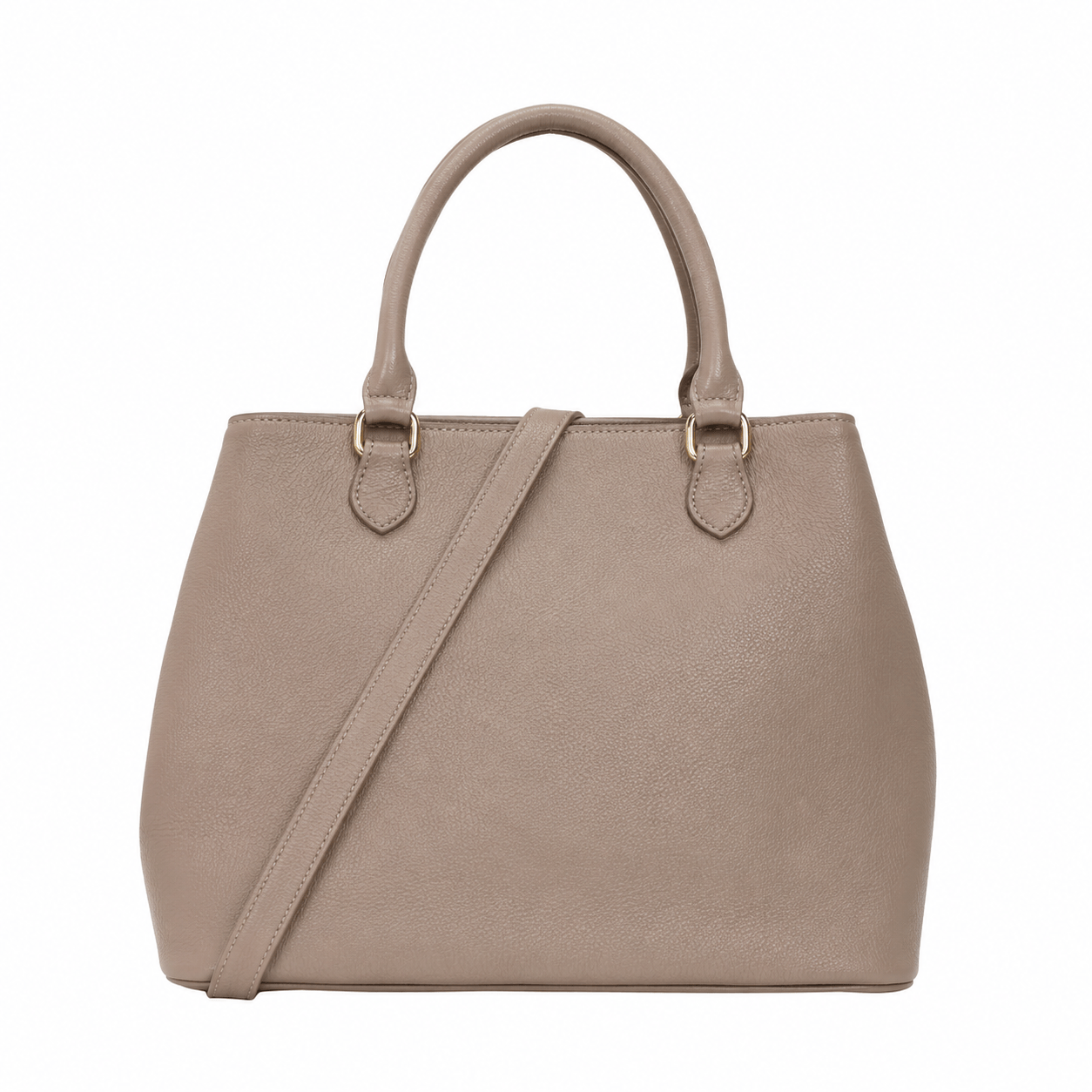 Taupe SlimBag faux leather tote handbag with shoulder strap, stylish and spacious for everyday use.