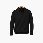 Men’s Knitted Long Sleeve Sweater with Open Collar