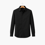 Chemise extensible à manches longues ajustée décontractée pour homme