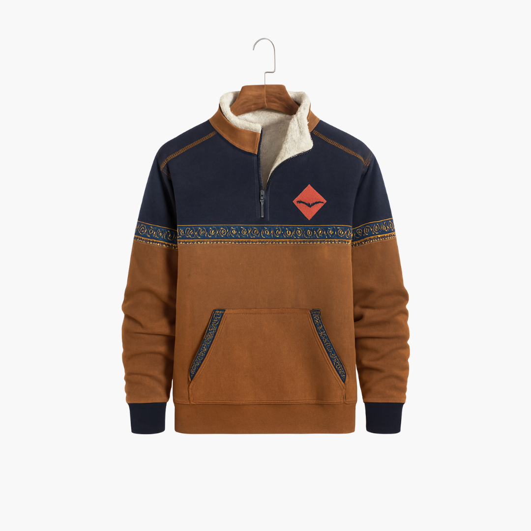 Men’s Warm Long-Sleeve Pullover with Zip