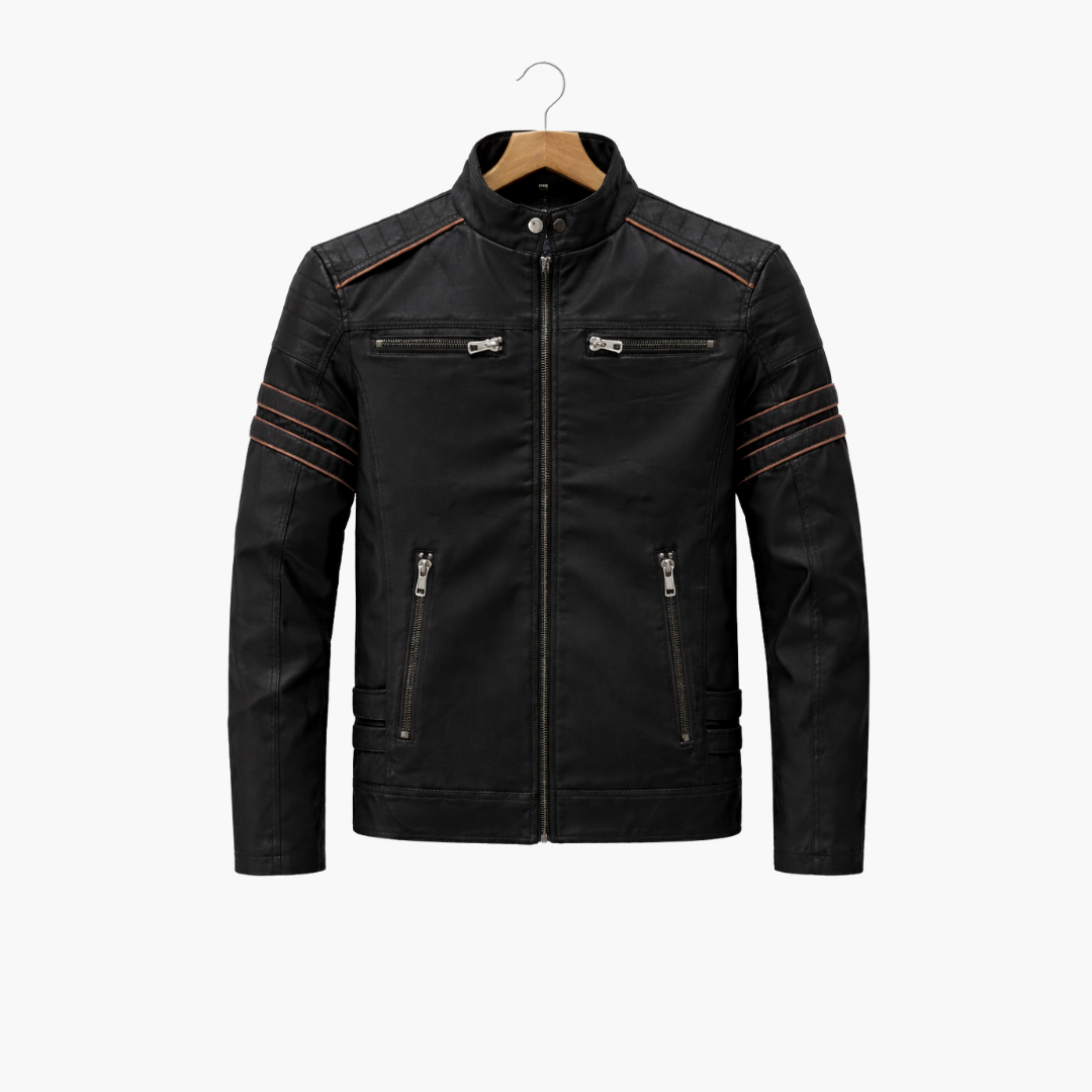 Men’s biker jacket with zip fastening for casual wear