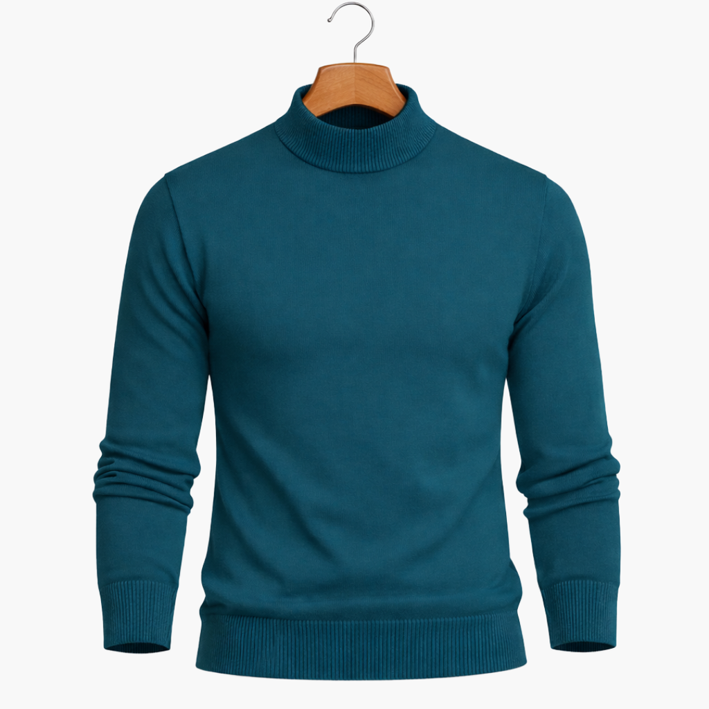 Men Minimal Mock Neck Sweater | Soft Knit Pullover