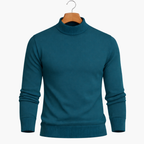 Men Minimal Mock Neck Sweater | Soft Knit Pullover