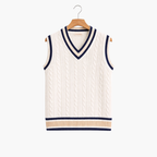 Men’s Preppy V-Neck Vest | Classic Cable Knit Layer