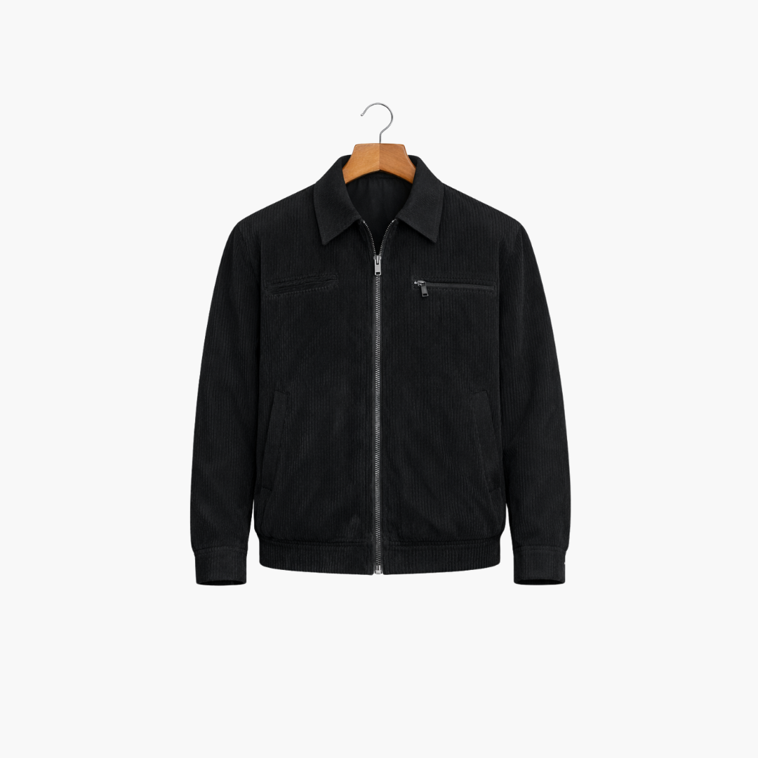 Men’s Textured Zip Jacket | Casual Bomber with Collar