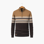 Men Half-Zip Sweater | Nordic Knit Pullover with Stand Collar