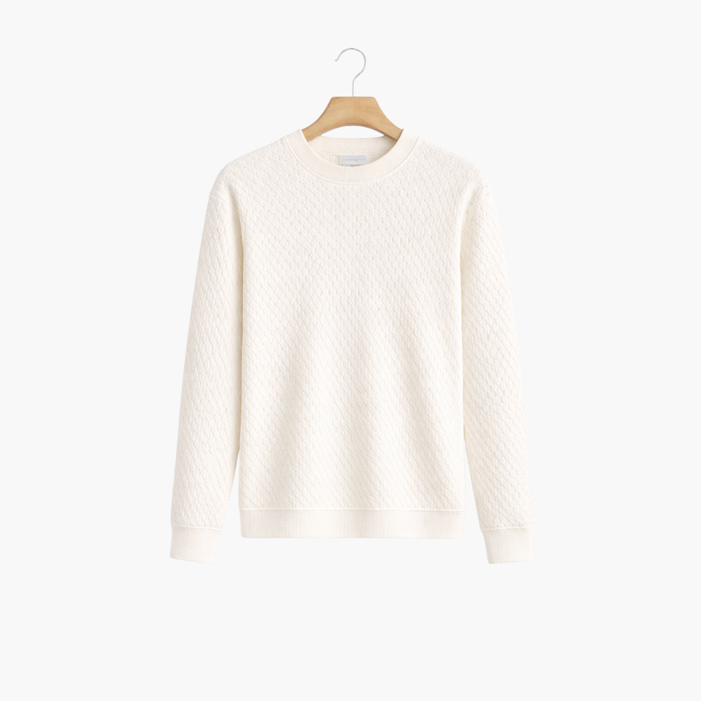 Męski sweter z okrągłym dekoltem | Minimalistyczny prążkowany top z dzianiny