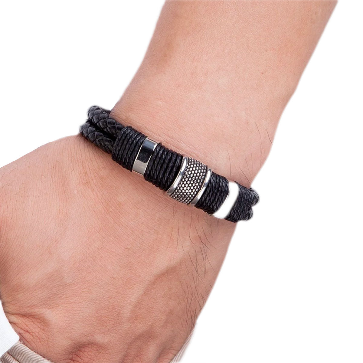 Marcus - Geweven leren armband