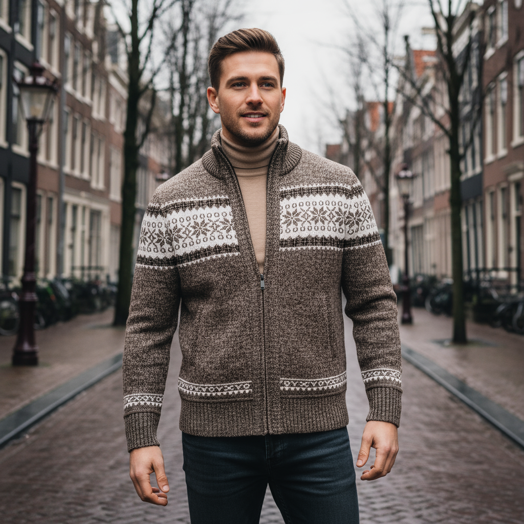 Men’s Knitted Winter Vest | Warm with Norwegian Pattern