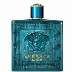 Versace Eros for Men 3.4 oz Eau de Toilette Spray, sleek bottle with iconic design, fragrance for men.