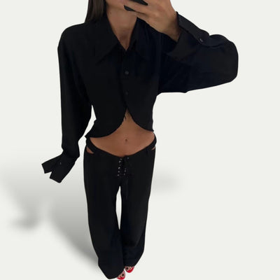 Elegant Wit Linnen Two-Piece Set