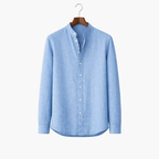 Casual Linen Shirt with Mandarin Collar for Men