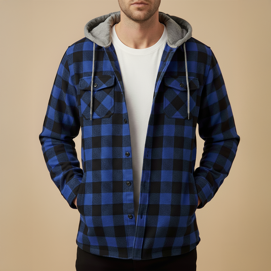 Men’s Checked Hooded Jacket | Casual Everyday Wear