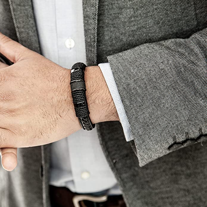 Marcus - Geweven leren armband
