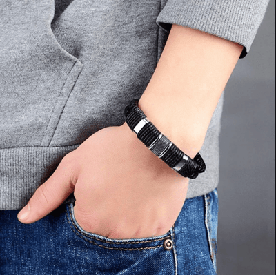 Marcus - Geweven leren armband