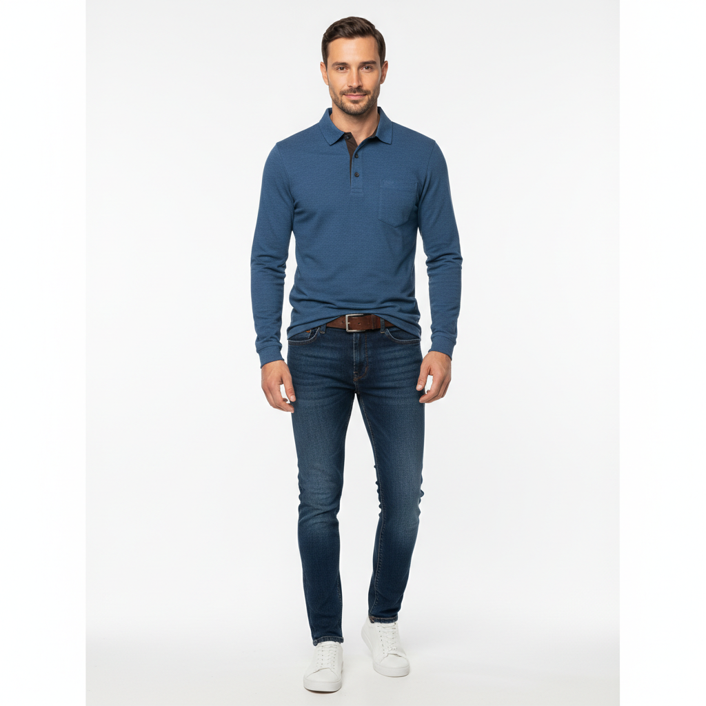 Men's Long Sleeve Polo | Classic Collar - photo 2