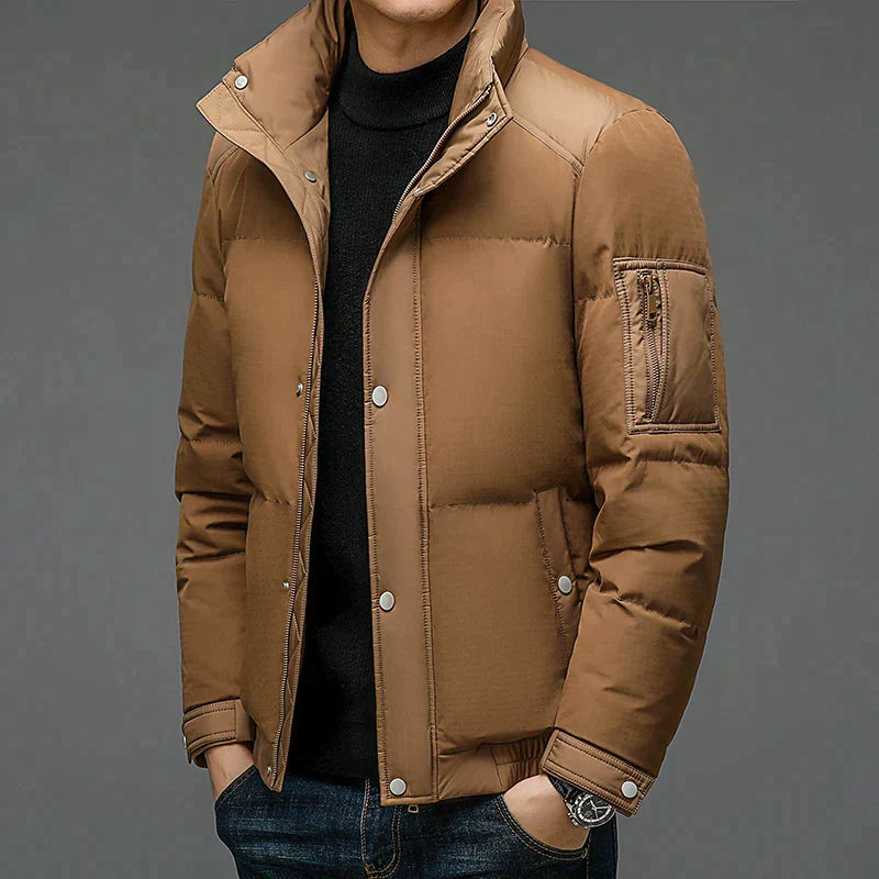 Men Puffer Jacket with High Collar | Warm Quilted Coat