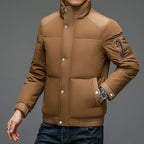 Men Puffer Jacket with High Collar | Warm Quilted Coat