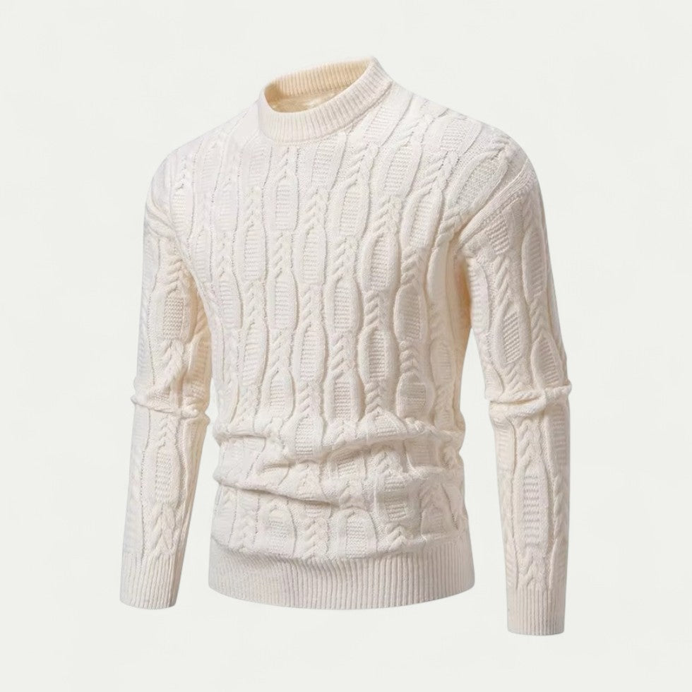 Cable Knit Crew Neck Sweater for Men