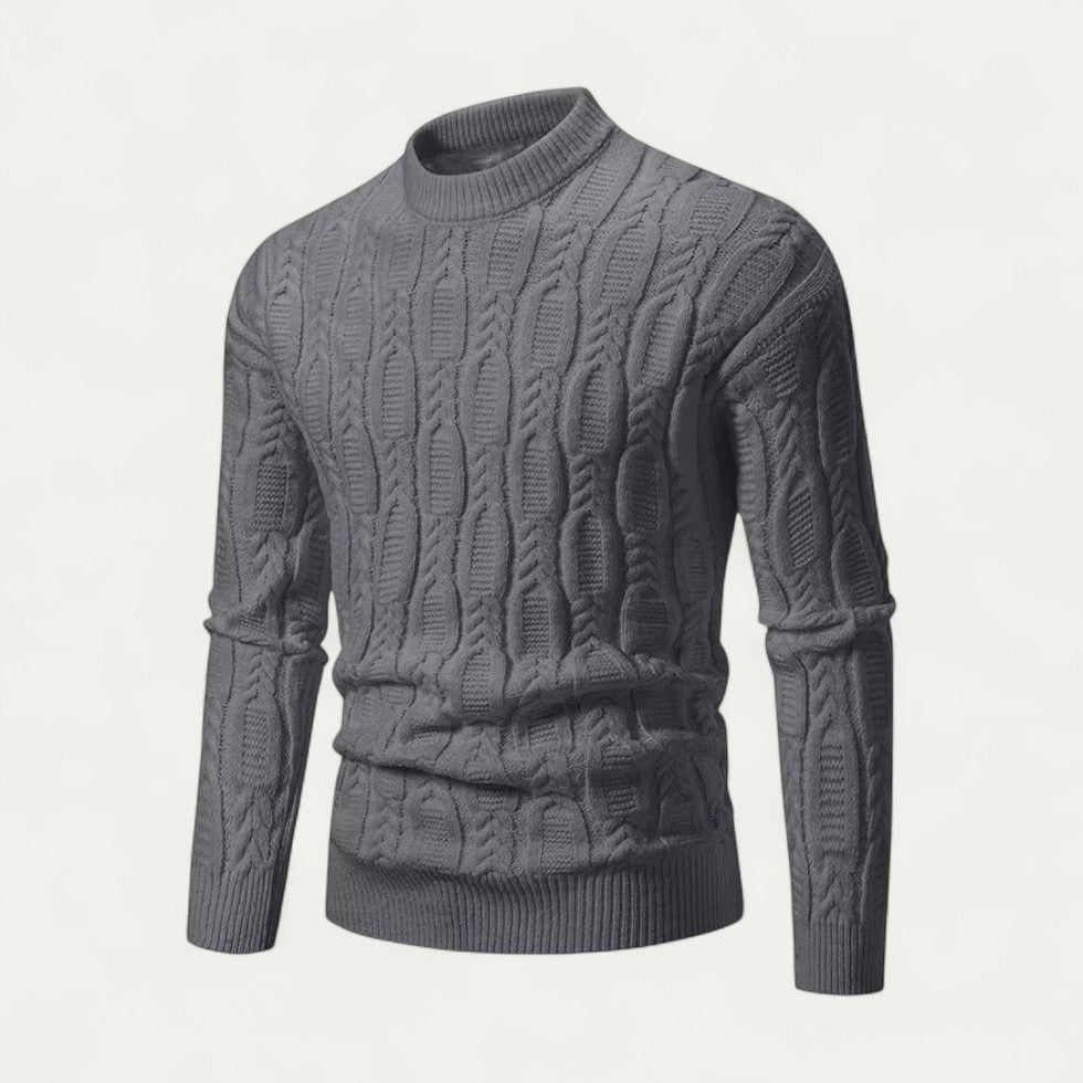 Cable Knit Crew Neck Sweater for Men