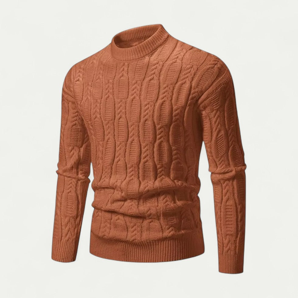 Cable Knit Crew Neck Sweater for Men
