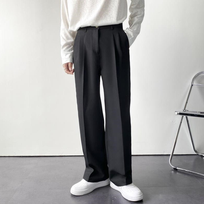 Men’s Relaxed Pleated Trousers | Versatile Straight-Leg