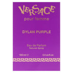 Versace Dylan Purple women’s 3.4 oz Eau de Parfum spray featuring a purple bottle and elegant floral design.