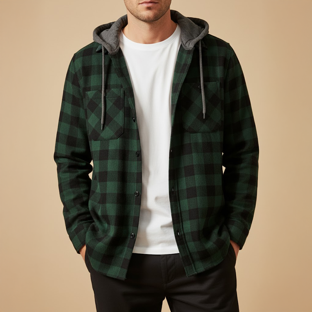 Men’s Checked Hooded Jacket | Casual Everyday Wear