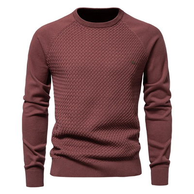 Cotton Crew‑Neck Jumper with Long Sleeves for Men