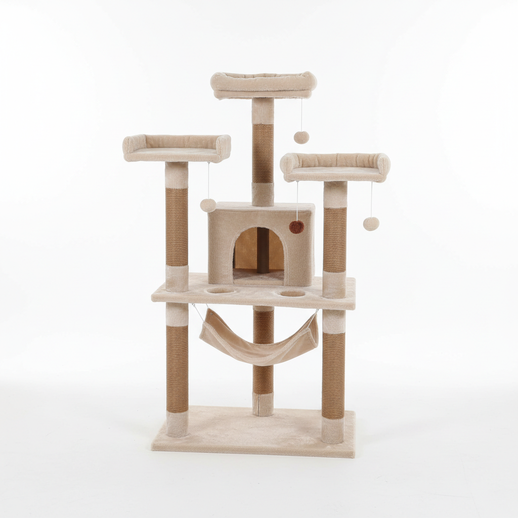 Multi-level cat tree tower full view