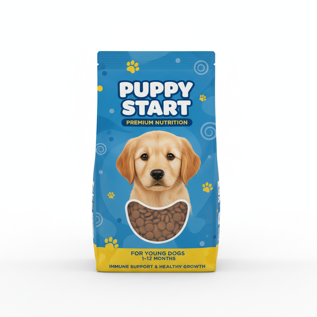 Puppy starter food bag front view
