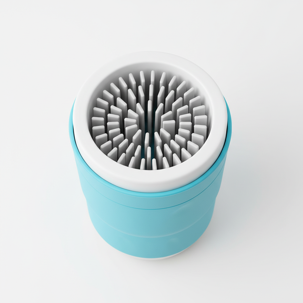 Dog paw cleaner cup silicone bristles top view