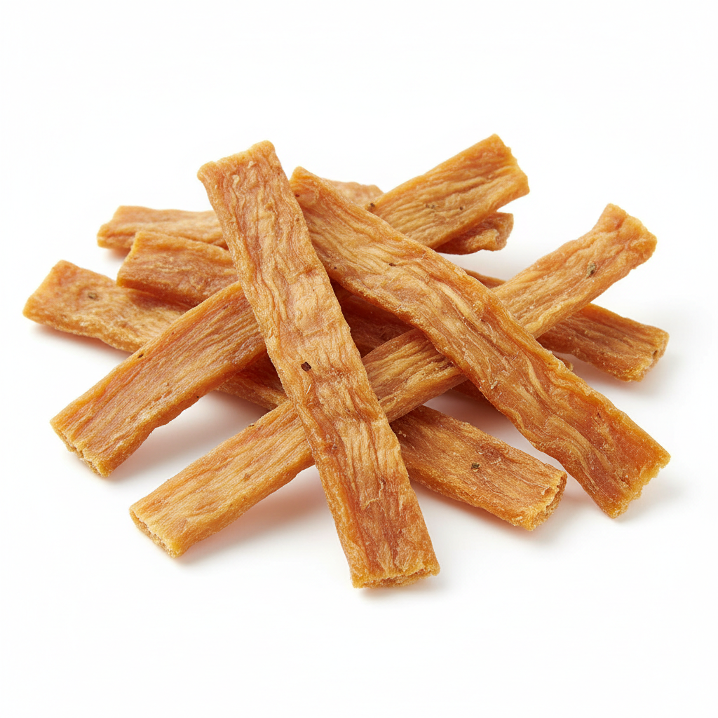 Chicken jerky dog treats texture close up