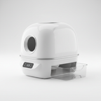 Self-cleaning cat litter box side view