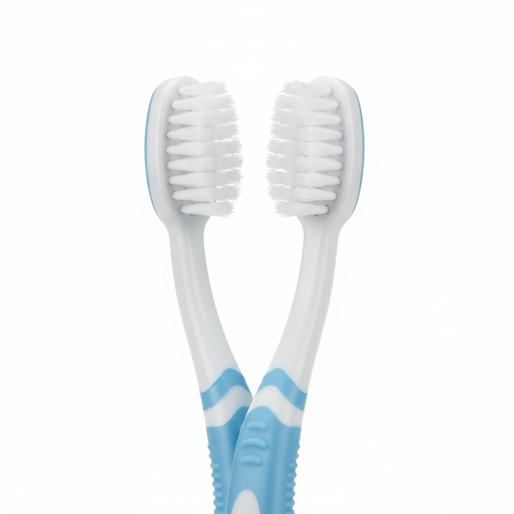 Pet toothbrush dual head bristles detail