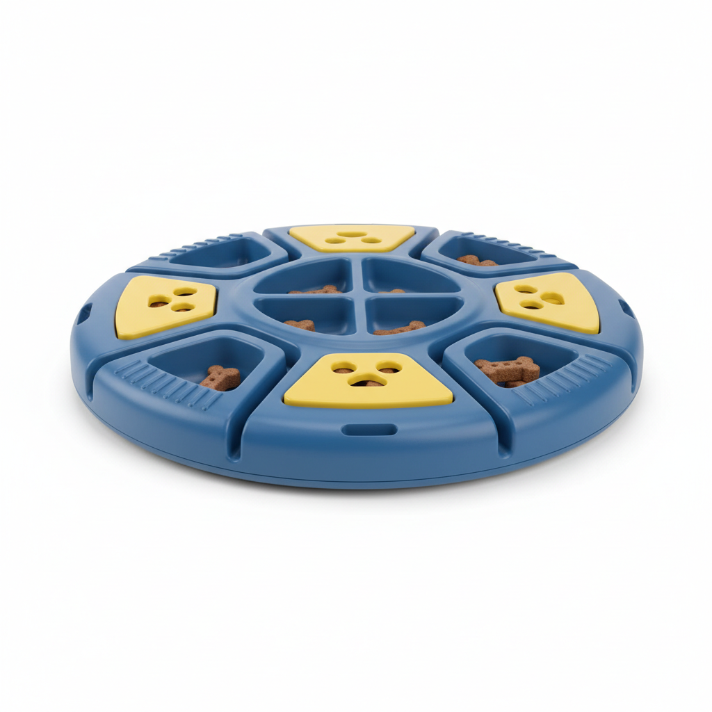 Dog treat puzzle toy side angle view